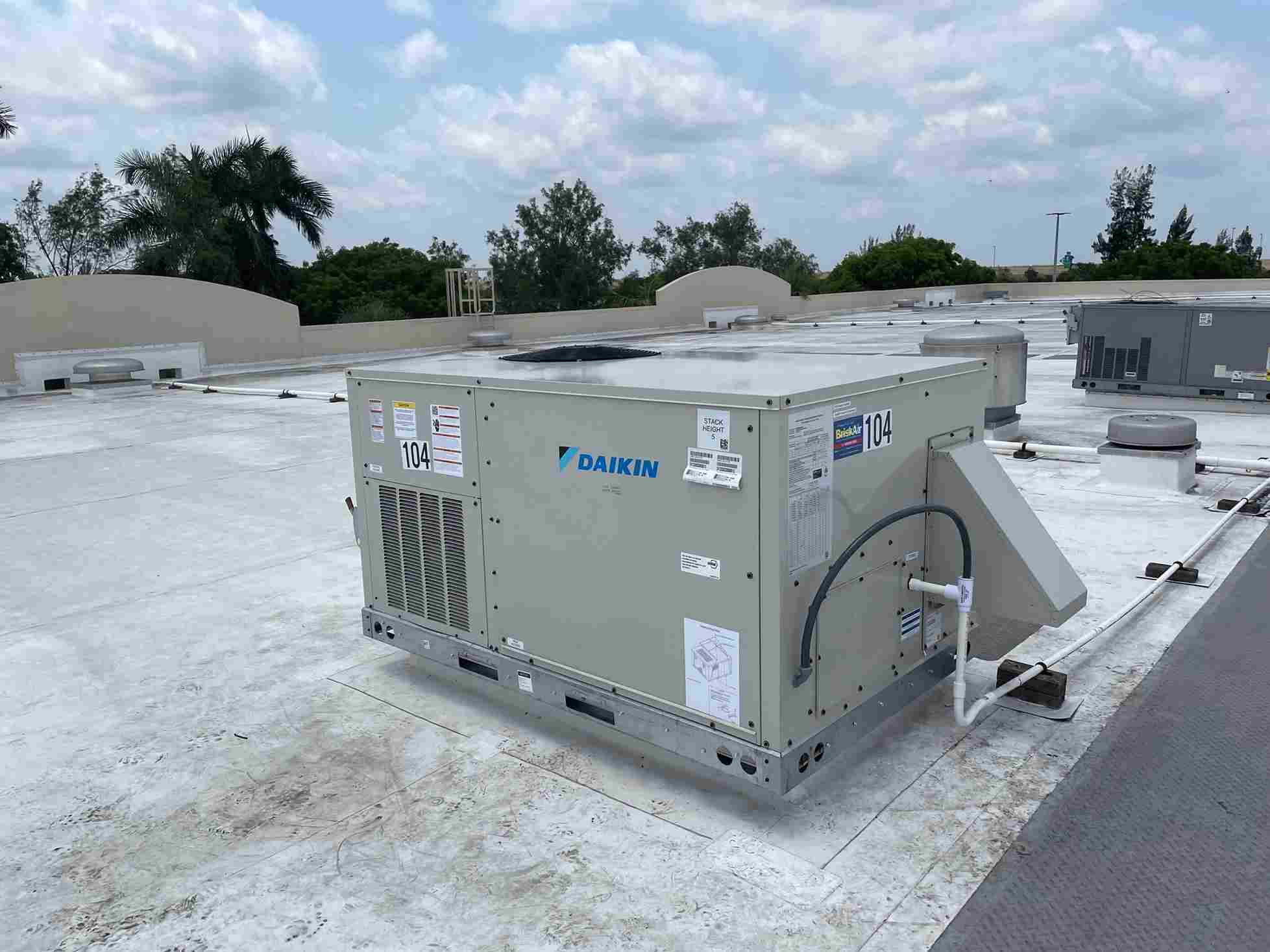 AC unit on the roof after air conditioning installation Coral Springs FL