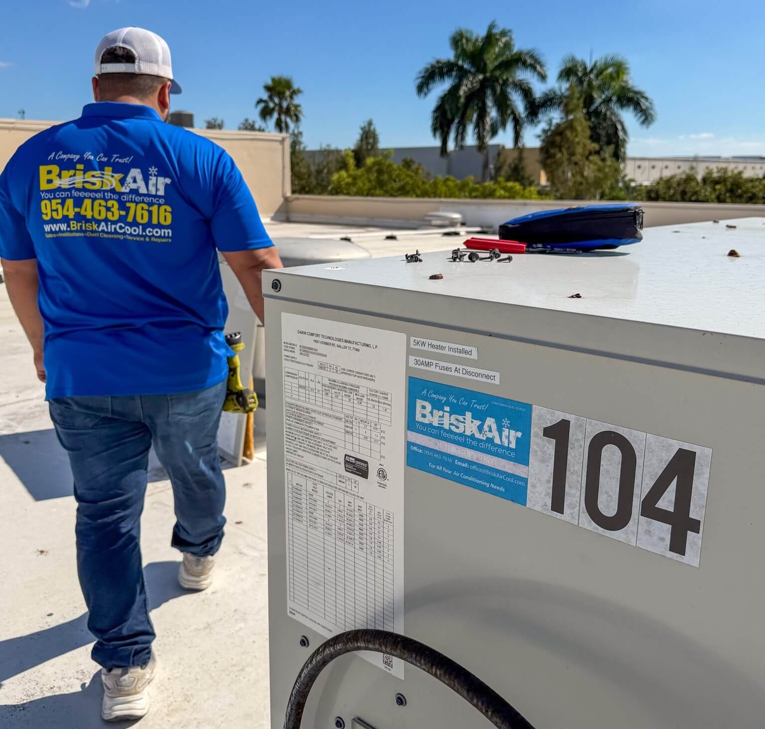 Brisk Air expert performing commercial AC repair Coral Springs