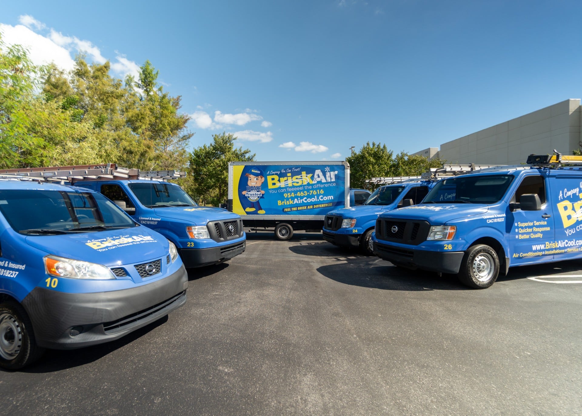 fleet of trucks ready for air conditioning repair Coral Springs